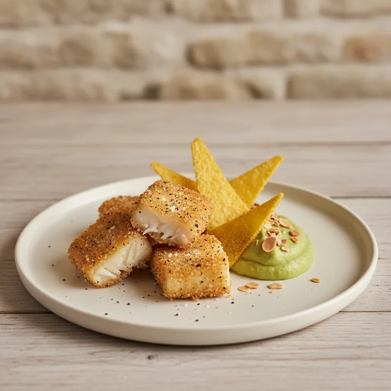 Baccalà fritto con crema di avocado