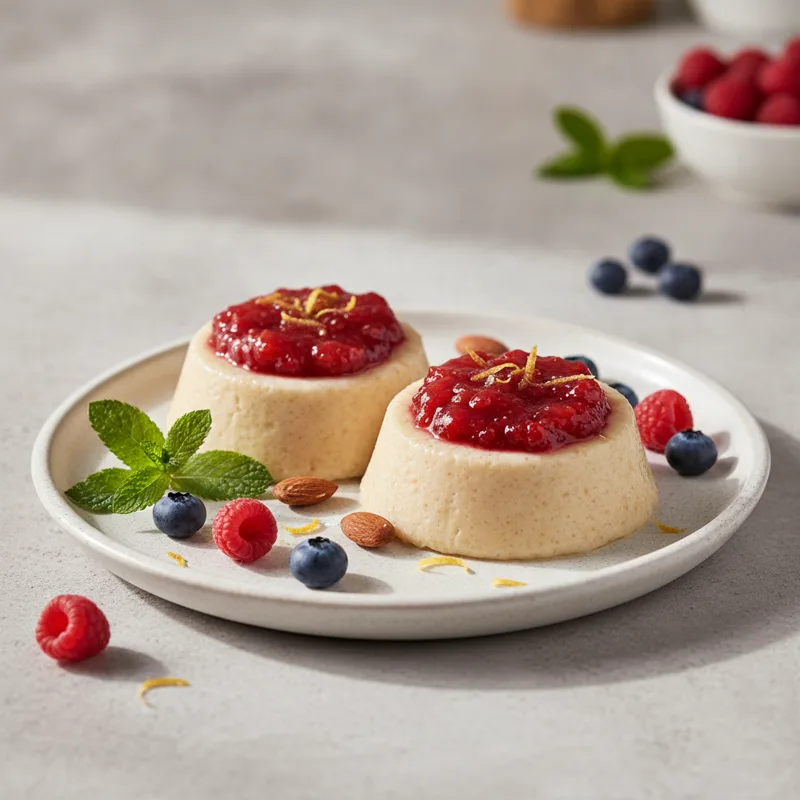 Budini di mandorle con confettura di fragole