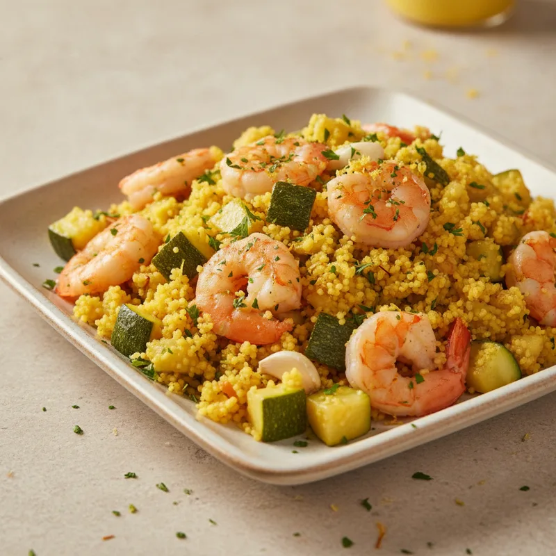 Couscous zucchine e gamberi