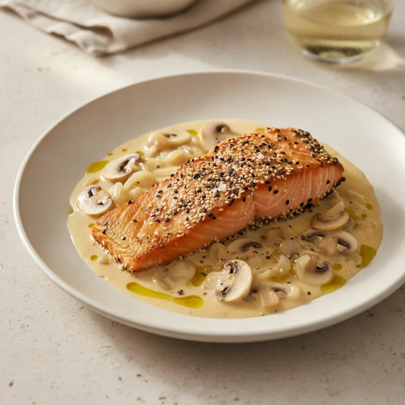 Filetto di salmone croccante con salsa Chardonnay