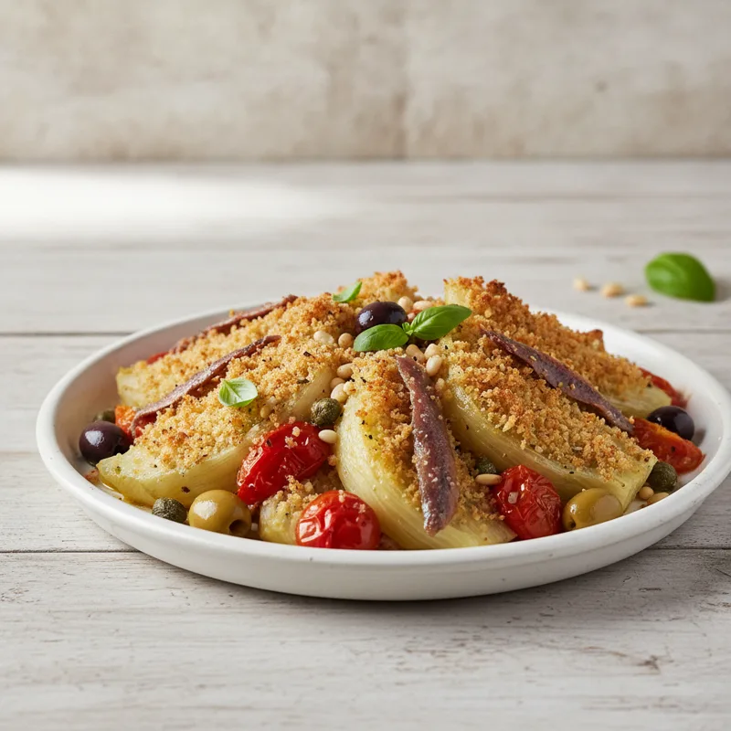 Finocchi gratinati alla mediterranea