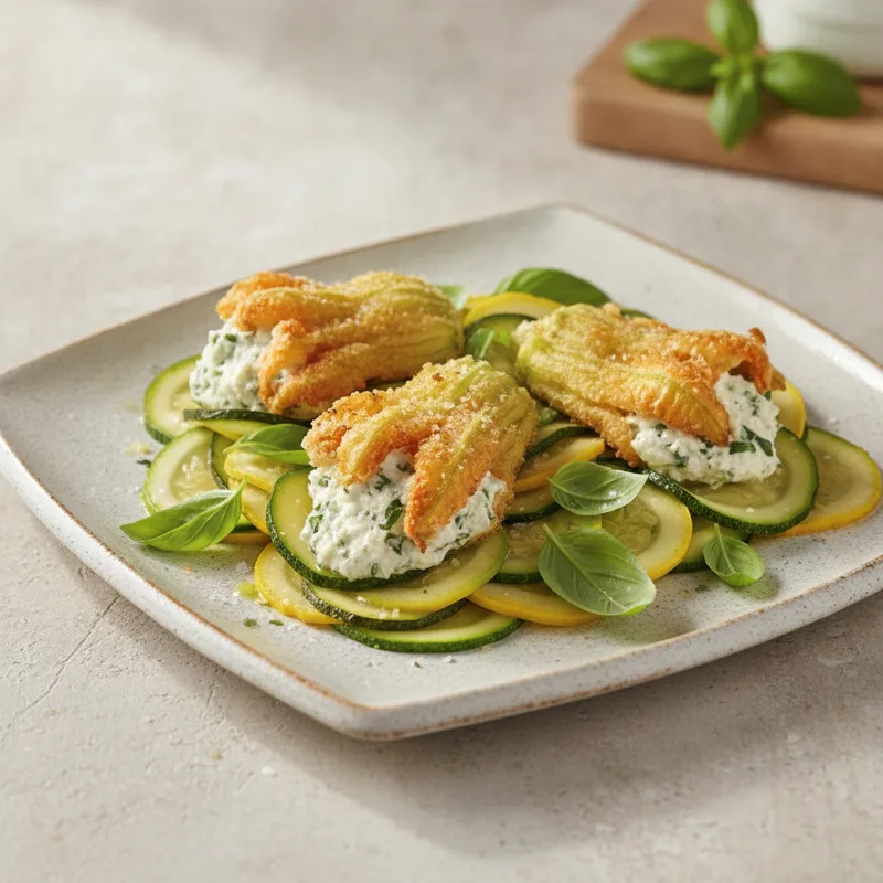 Fiori di zucca ripieni in padella