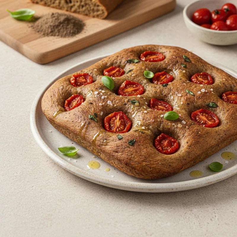 Focaccia di grano arso ai pomodorini