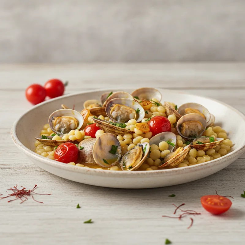 Fregola con vongole e pomodorini