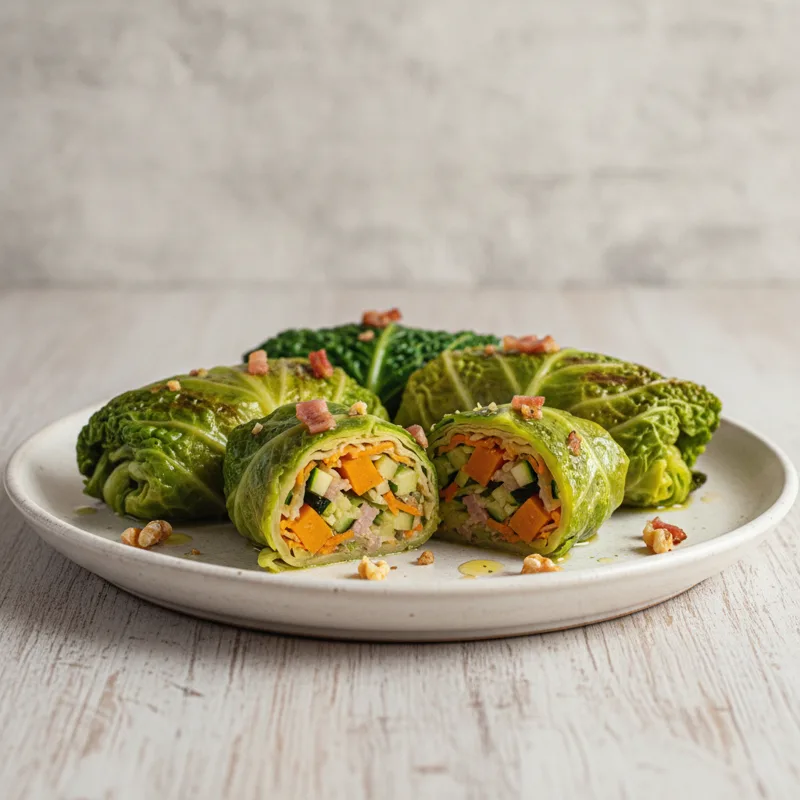 Involtini di verza ripieni di verdura
