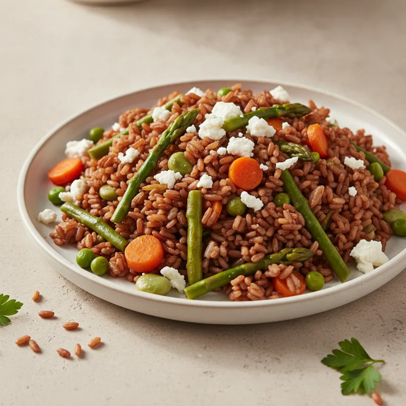 One-pot paella vegetariana di riso rosso