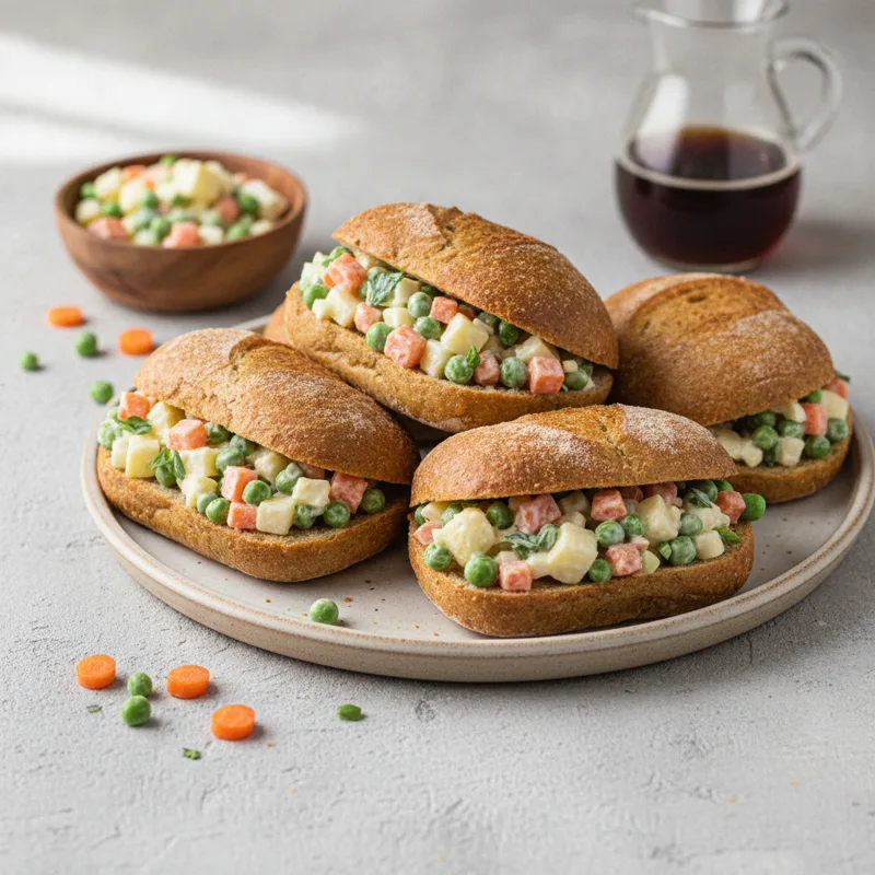 Panini alla birra con insalata russa di primavera