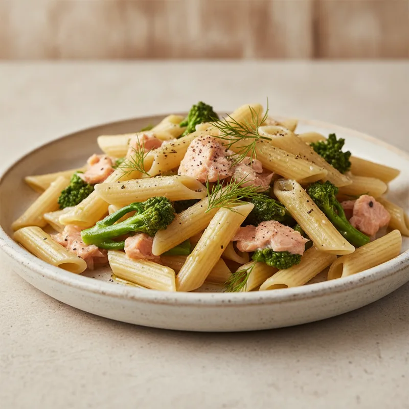 Pennette con broccoletti e salmone al finocchietto