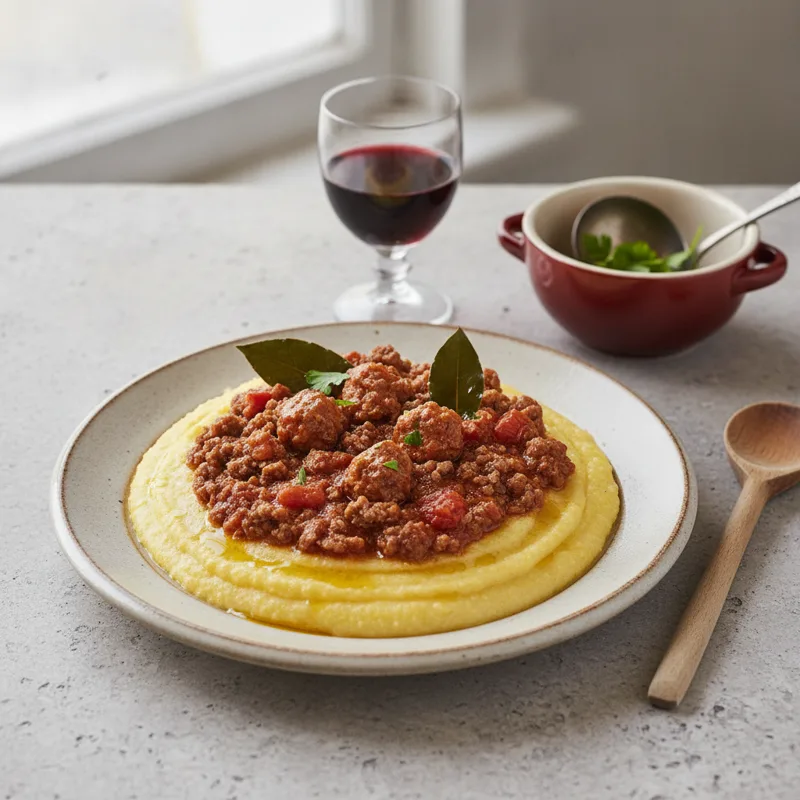 Polenta e bruscitt al sugo