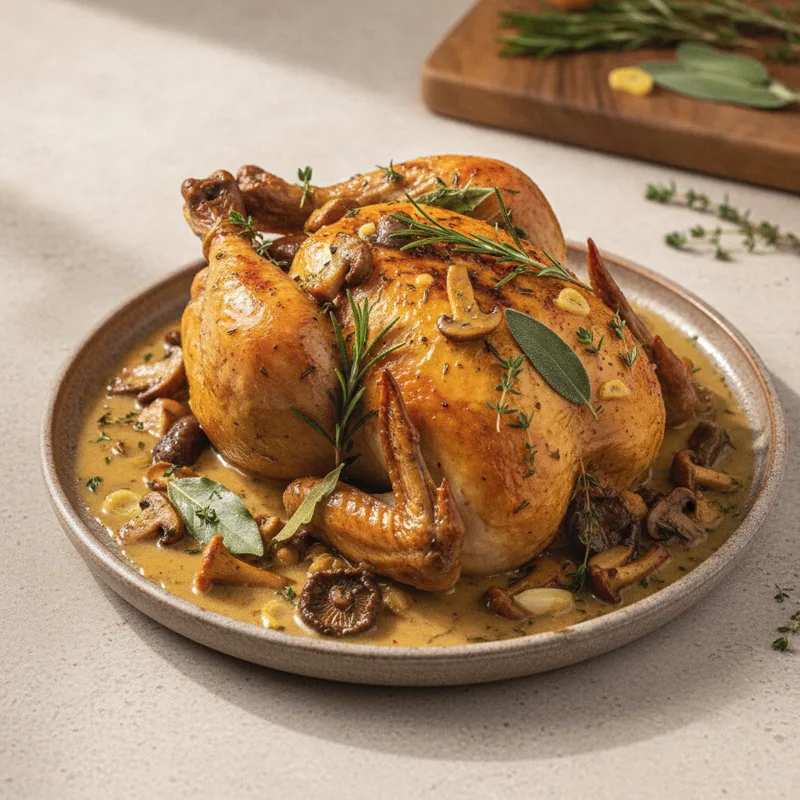 Pollo alle erbe e funghi