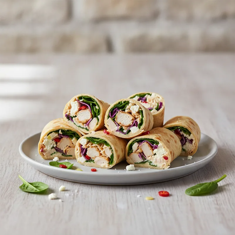 Rotolini con insalata di pollo spinaci e feta