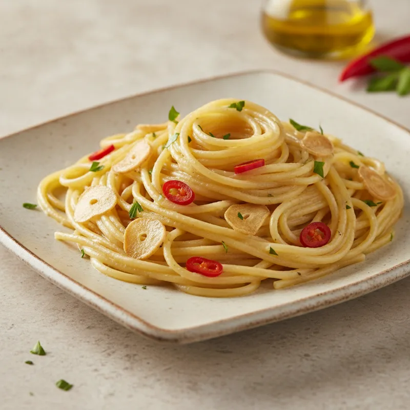 Spaghetti aglio olio e peperoncino risottati