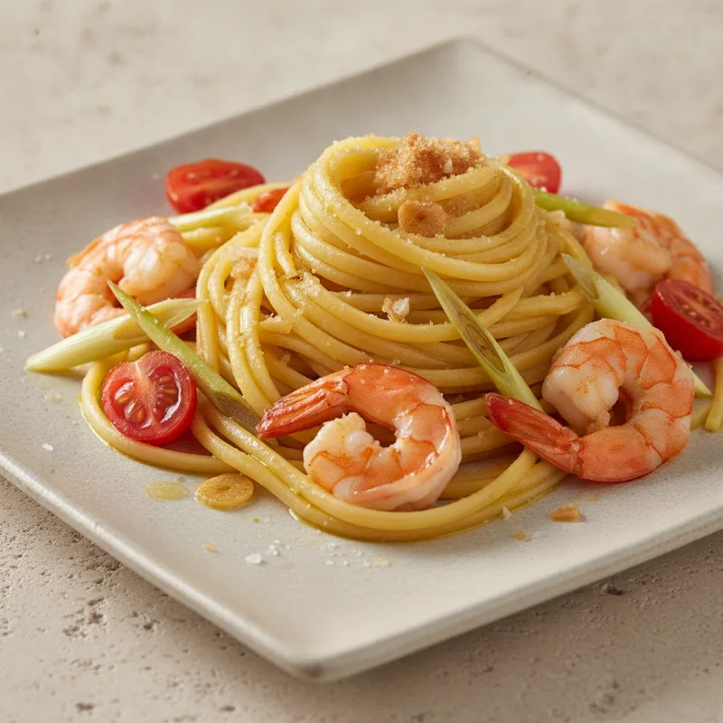 Tagliolini con gamberi e lemongrass