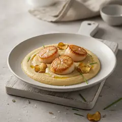 Crema di topinambur con capesante scottate