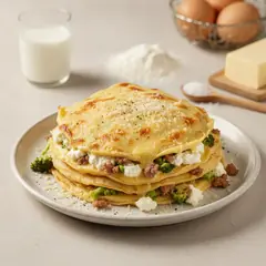 Crespelle ripiene di ricotta, broccoli e salsiccia