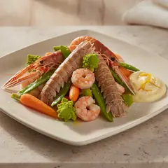 Crostacei con verdure al vapore e maionese agli agrumi