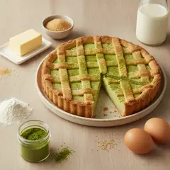 Crostata con crema al tè matcha