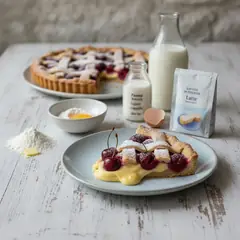 Crostata con crema e ciliegie