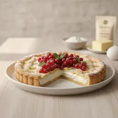 Crostata con ganache al cioccolato bianco e ribes