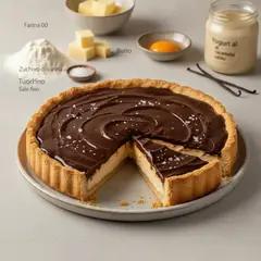 Crostata con yogurt al caramello salato e cioccolato