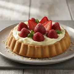 Crostata morbida con crema al cioccolato bianco e fragole
