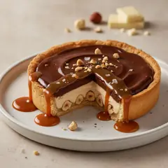 Crostata nocciola, cioccolato e caramello salato