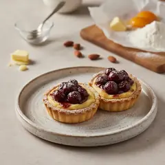 Crostatine con crema frangipane e confettura di ciliegie