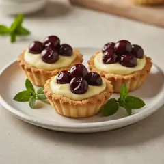 Crostatine ripiene di crema pasticcera e amarene