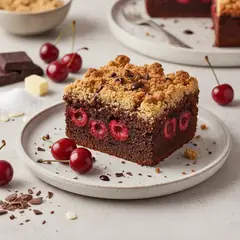 Crumb cake al cioccolato e ciliegie