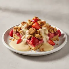 Crumble di frutti rossi e biscotti con crema al rum