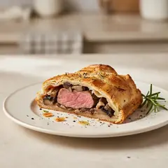 Cuore di scamone in crosta con lardo e porcini