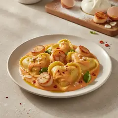 Cuori di burrata con crema di capesante