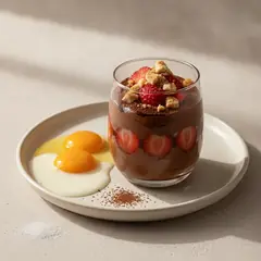 Dessert cioccolato birra e fragole