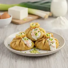 Fagottini di porri, salmone e robiola