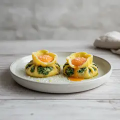 Fagottino di pasta fresca con tuorlo fondente