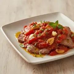 Fettine al pomodoro, timo e maggiorana