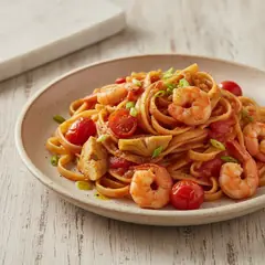 Fettuccine con carciofi e code di gambero