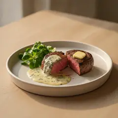 Filet mignon con salsa al roquefort