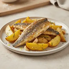 Filetti di orata e patate in padella
