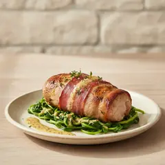 Filetto di maiale bardato con agretti
