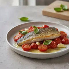 Filetto di spigola con pomodorini