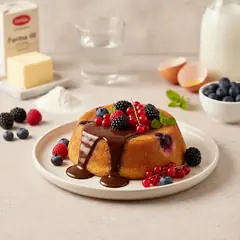 Flan ai frutti di bosco con salsa al cioccolato