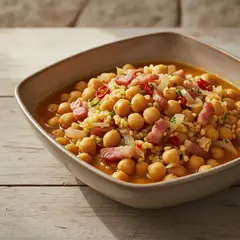 Fregola con ceci e pancetta