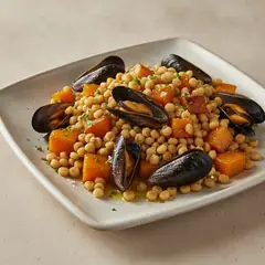 Fregola con zucca e cozze
