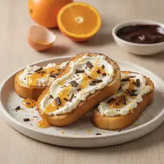 French toast con ricotta, arancia e cioccolato