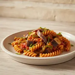 Fusilli con peperoni e melanzane