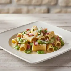 Garganelli fave e speck