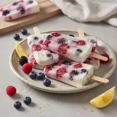 Gelato allo yogurt e frutta su stecco