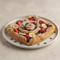 Girandola di sfoglia con frutta e cioccolato