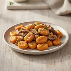 Gnocchetti di carote con funghi misti